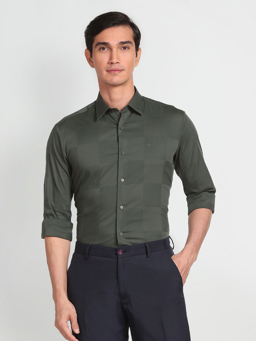 

Arrow Slim Fit Checked Formal Shirt, Green