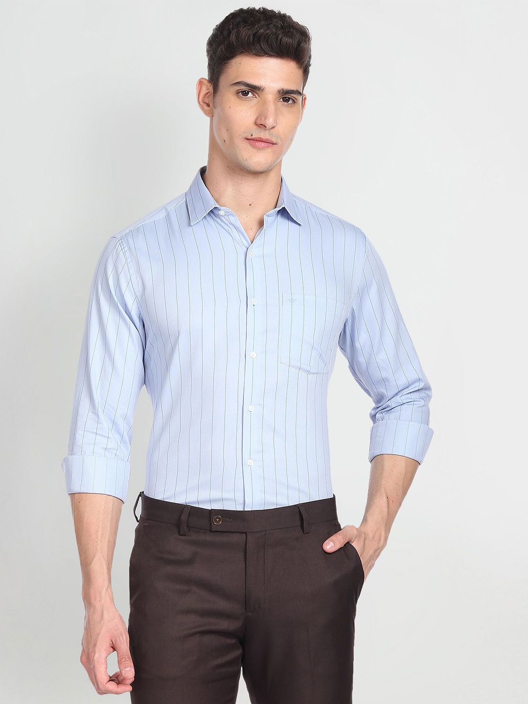 

Arrow Striped Pure Cotton Formal Shirt, Blue