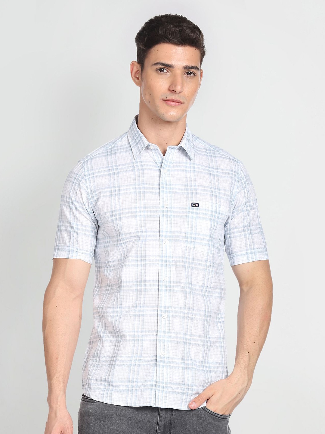 

Arrow Sport Slim Fit Tartan Checks Pure Cotton Casual Shirt, Blue