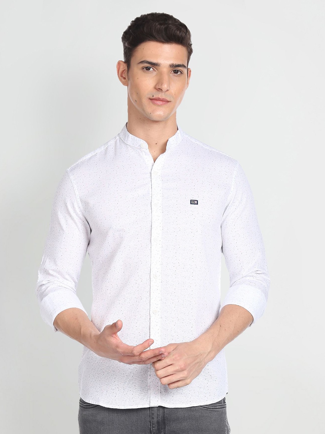 

Arrow Sport Slim Fit Micro Ditsy Printed Pure Cotton Casual Shirt, White