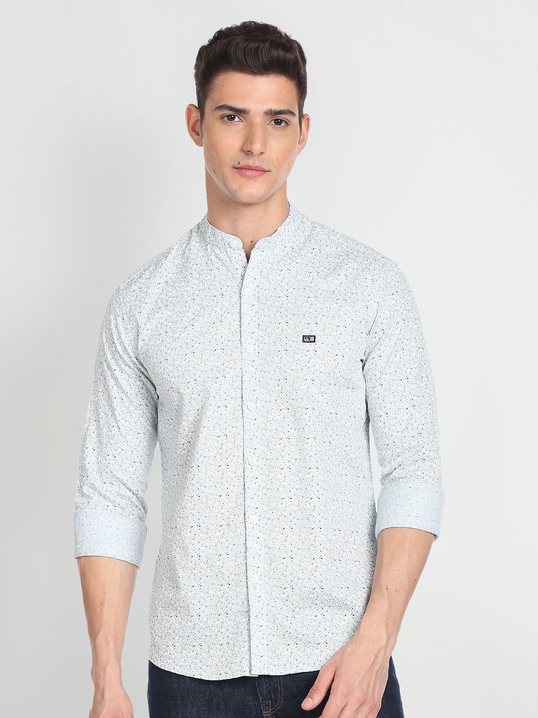 

Arrow Sport Slim Fit Micro Ditsy Printed Pure Cotton Casual Shirt, Grey