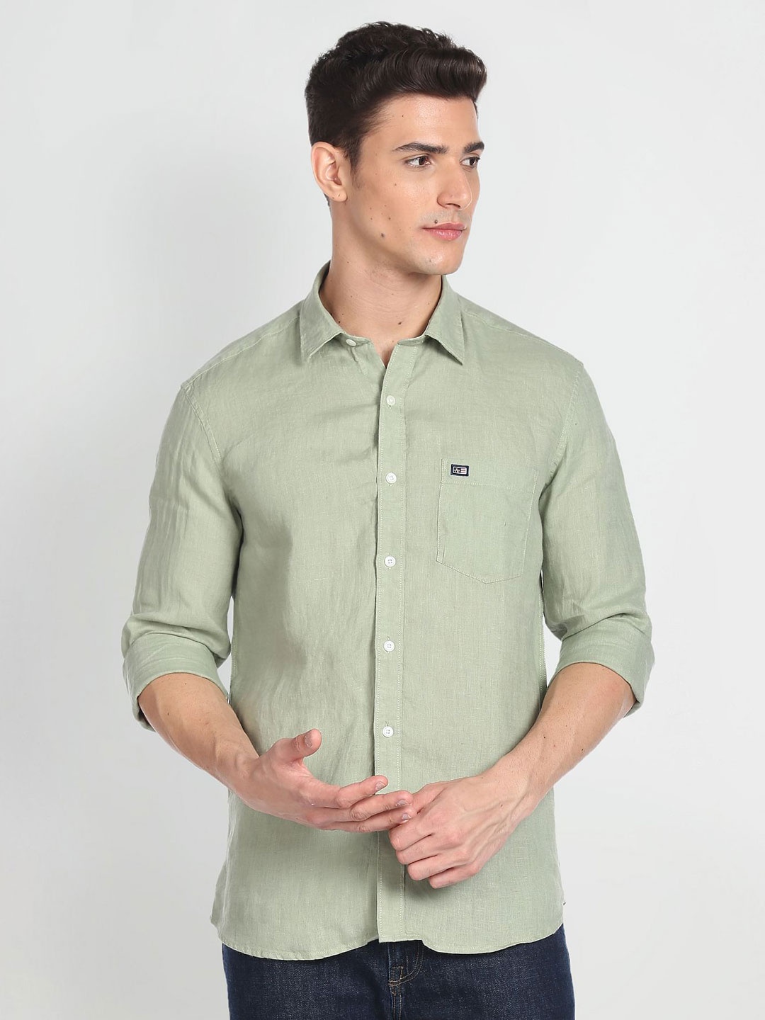 

Arrow Sport Slim Fit Pure Linen Casual Shirt, Green