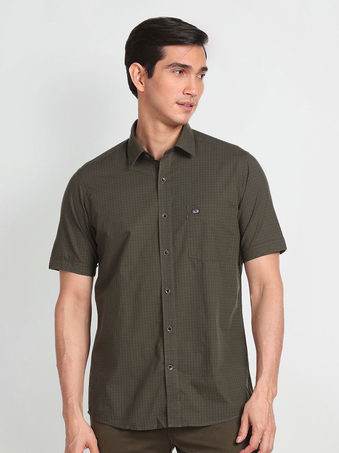 

Arrow Sport Micro Checks Printed Pure Cotton Casual Shirt, Green