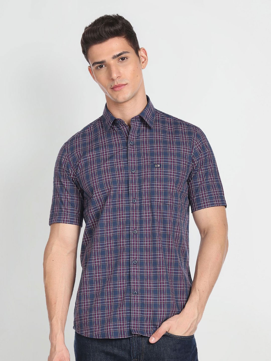 

Arrow Sport Tartan Checks Pure Cotton Casual Shirt, Blue