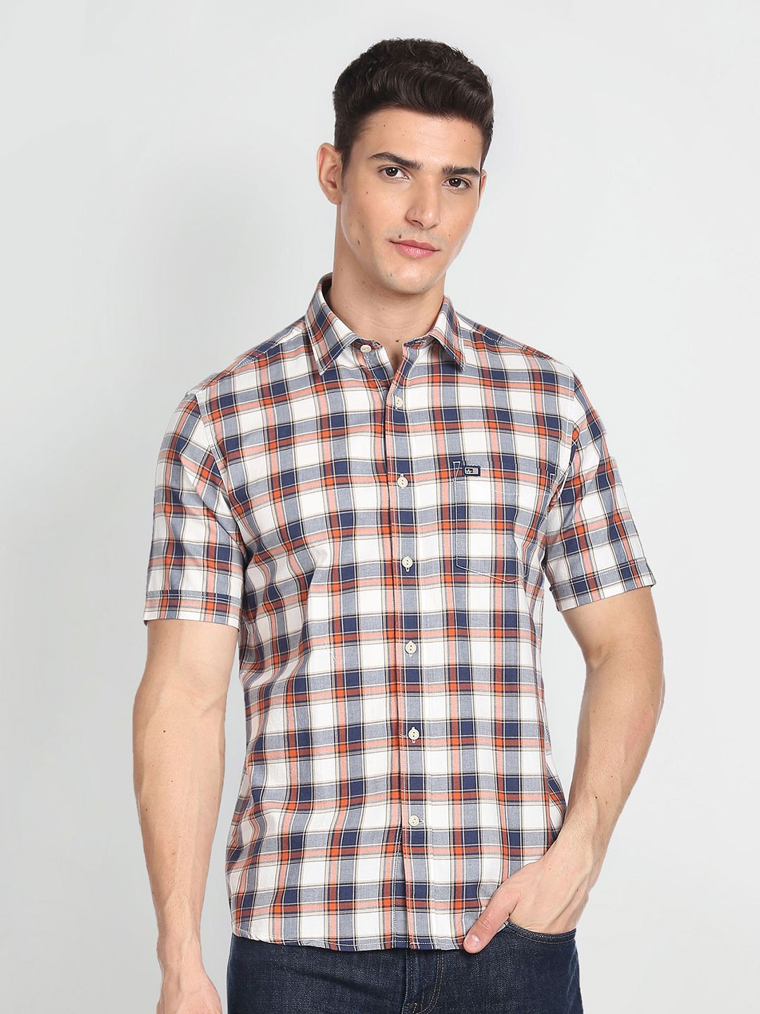 

Arrow Sport Tartan Checks Pure Cotton Casual Shirt, White