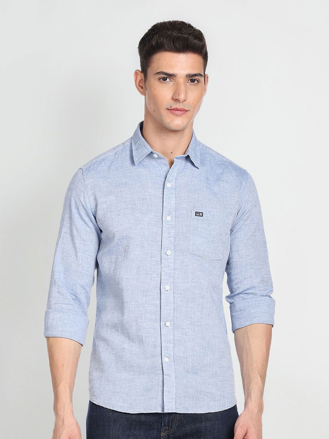

Arrow Sport Slim Fit Cotton Linen Casual Shirt, Blue