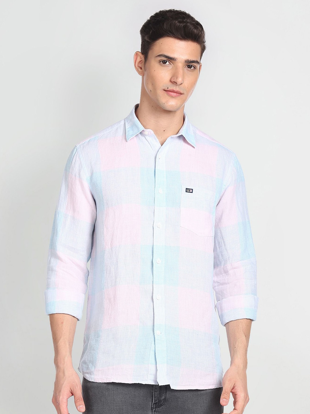 Arrow Sport Slim Fit Pure Linen Casual Shirt, Pink