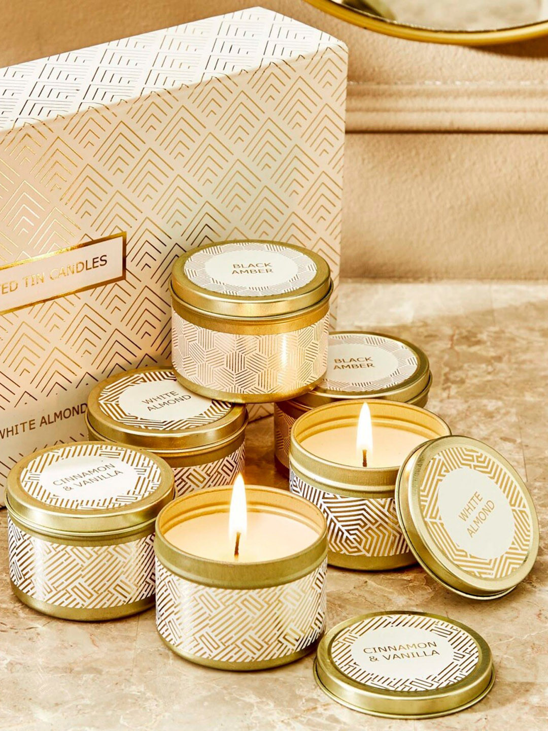 

Home Centre Eternity 6 Pieces White Tin Candles