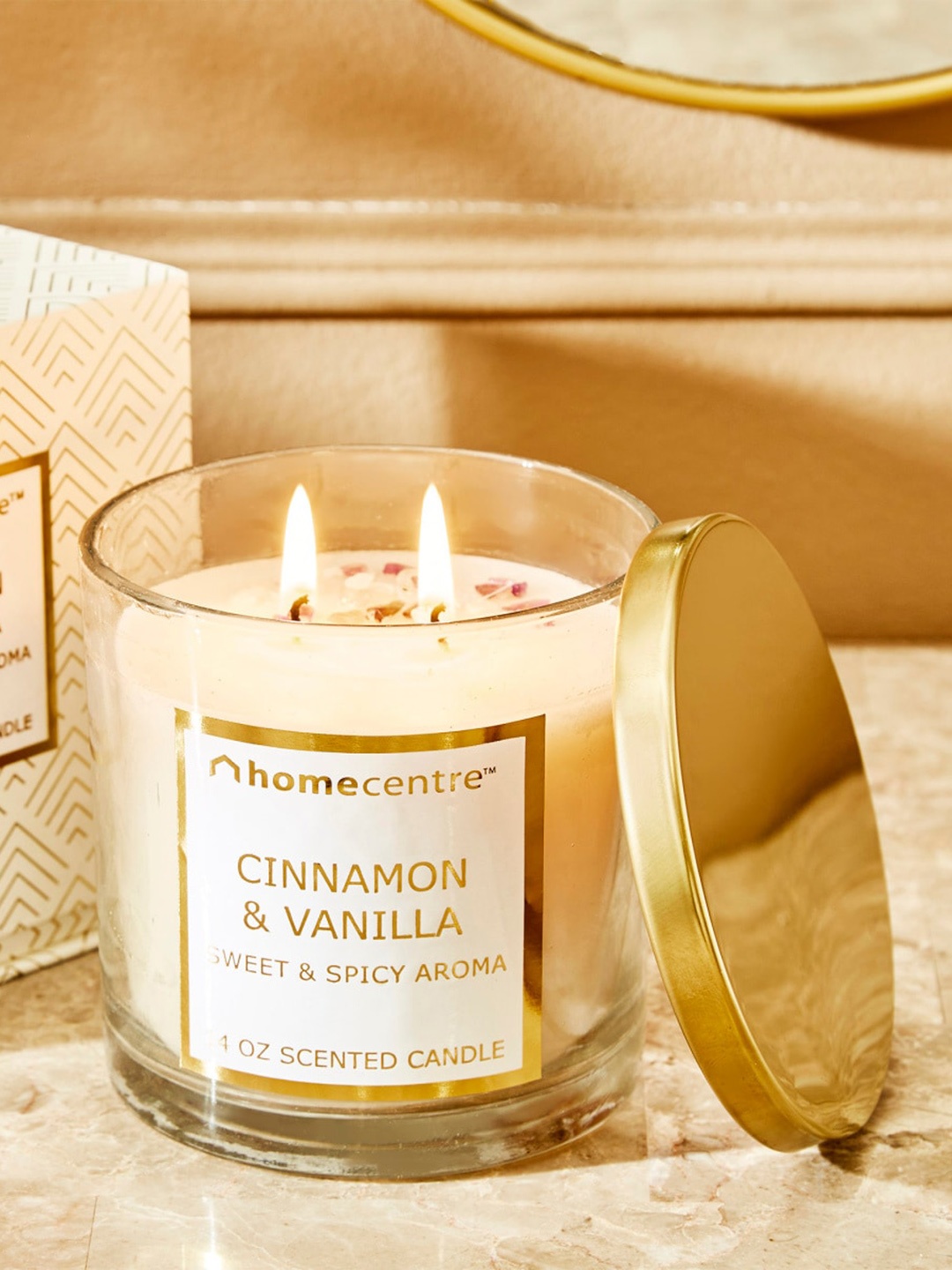 

Home Centre Eternity White Cinnamon & Vanilla Scented Jar Candle With Beads