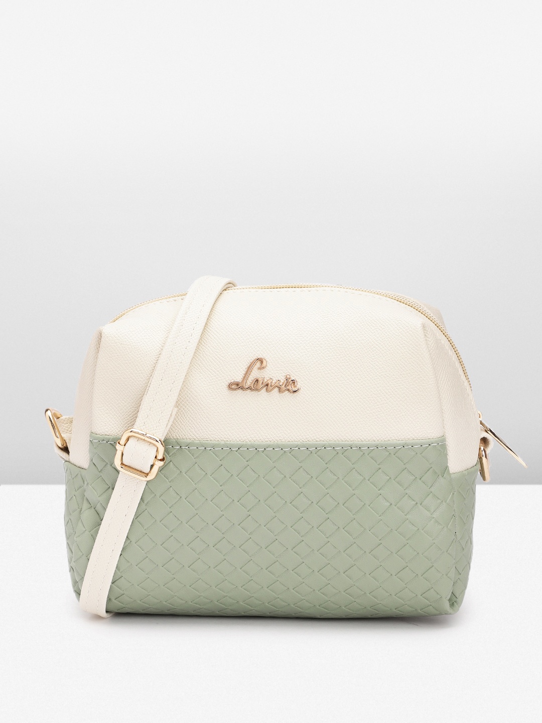 

Lavie Colourblocked Structured Sling Bag, Off white