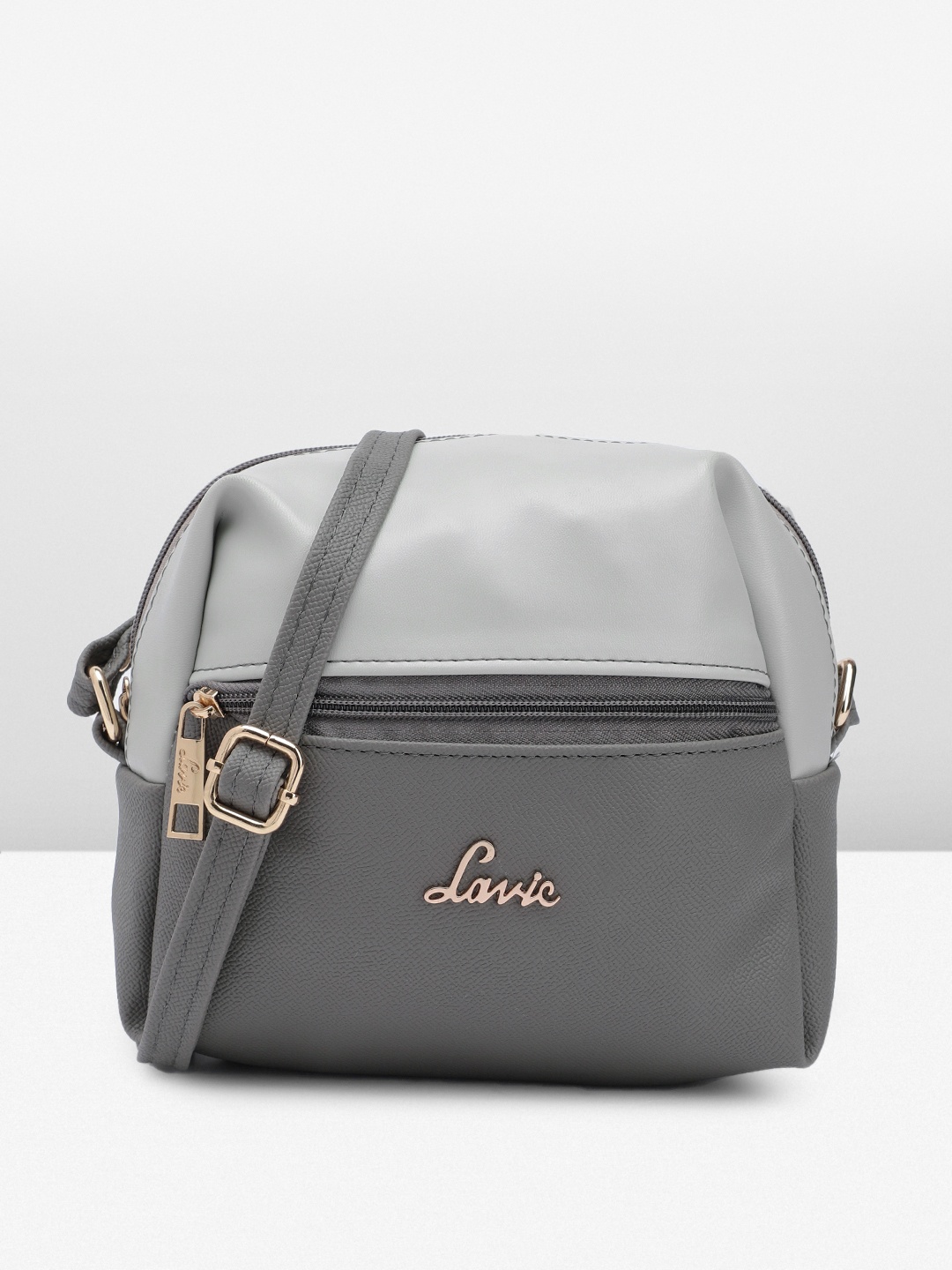 

Lavie Colourblocked Structured Sling Bag With Textured Detail, Grey