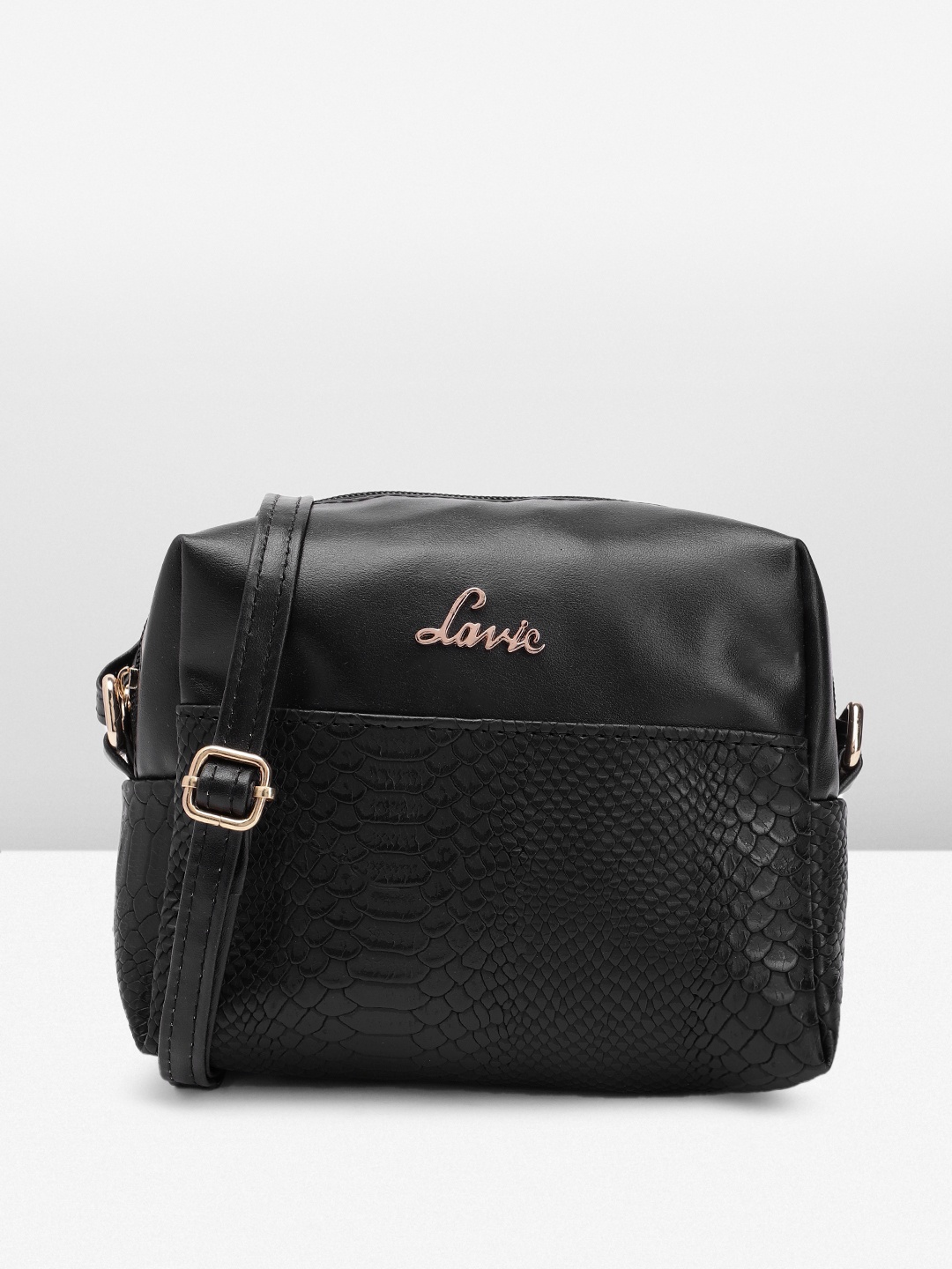 

Lavie Crocodile Textured Structured Sling Bag, Black