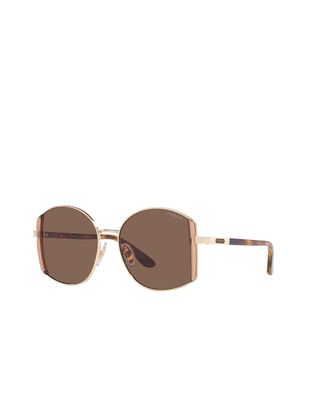 

VOGUE EYEWEAR Women UV Protected Brown Lens Irregular Sunglasses - 0VO4267S848/7353, Gold