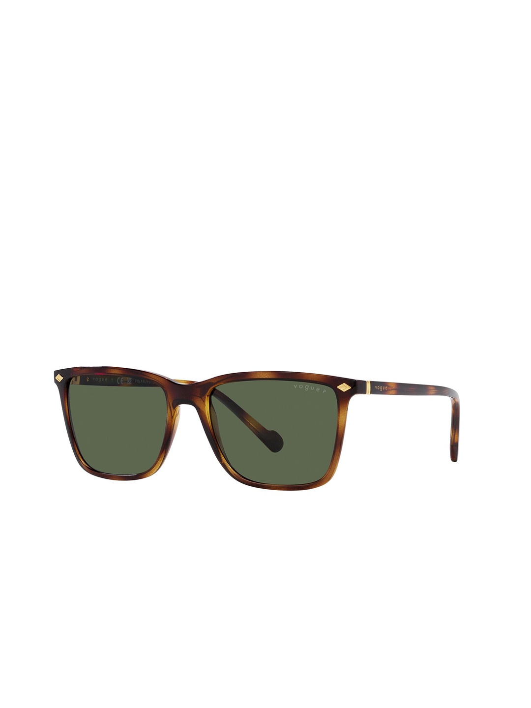 

VOGUE EYEWEAR Men Polarized Green Lens Pillow Sunglasses - 0VO5493S27189A56, Brown