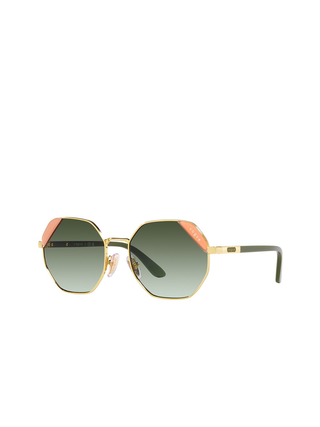 Vogue Eyewear Women Gradient Green Lens Irregular Sunglasses - 0VO4268S280/8E55, Gold