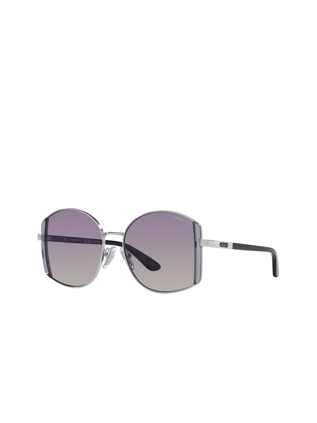 

VOGUE EYEWEAR Women Polarized Violet Lens Irregular Sunglasses - 0VO4267S323/8J53, Silver