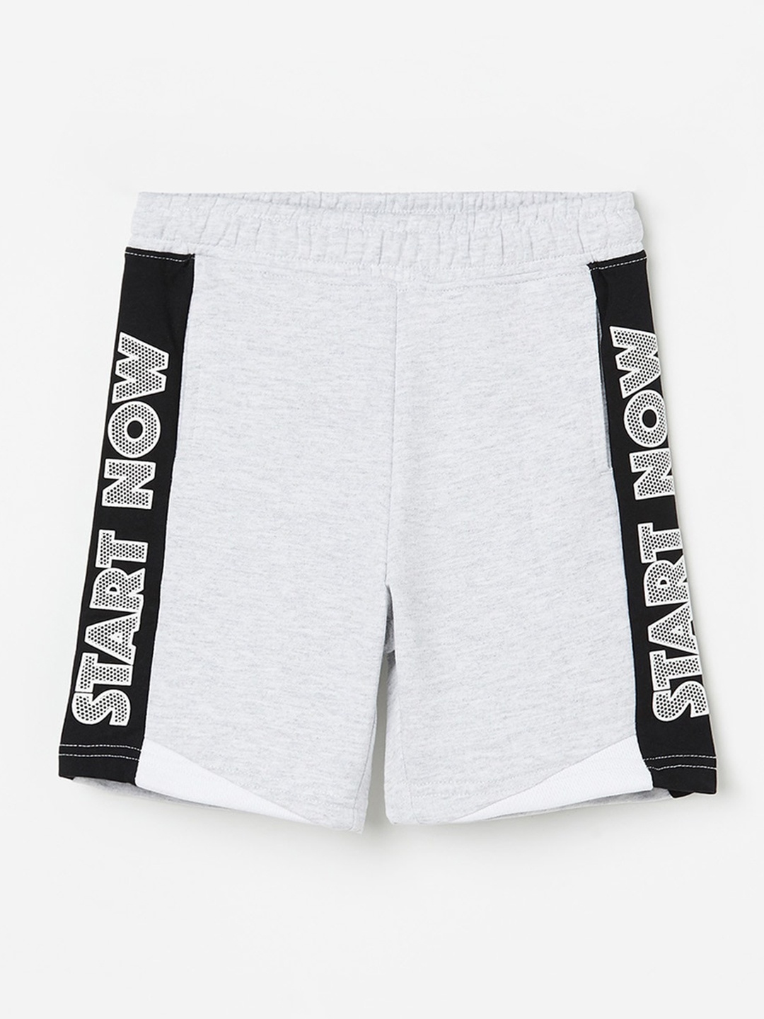 

Fame Forever by Lifestyle Boys Mid-Rise Typography Printed Knitted Shorts, Grey melange