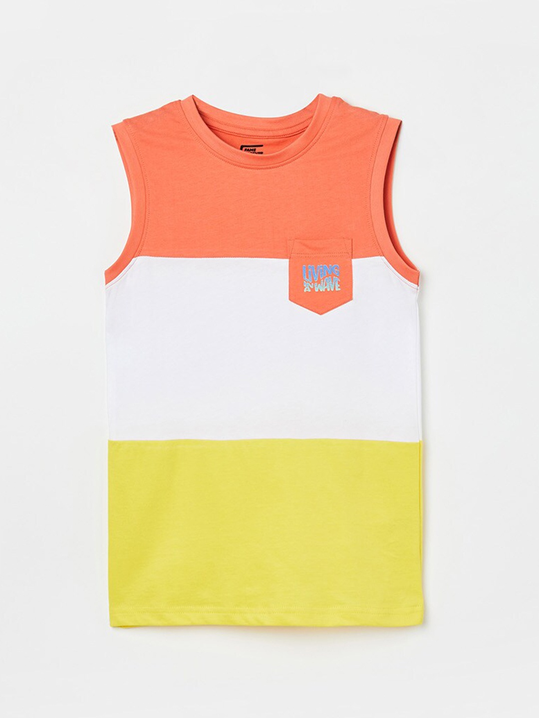 

Fame Forever by Lifestyle Boys Colourblocked Cotton T-shirt, Orange