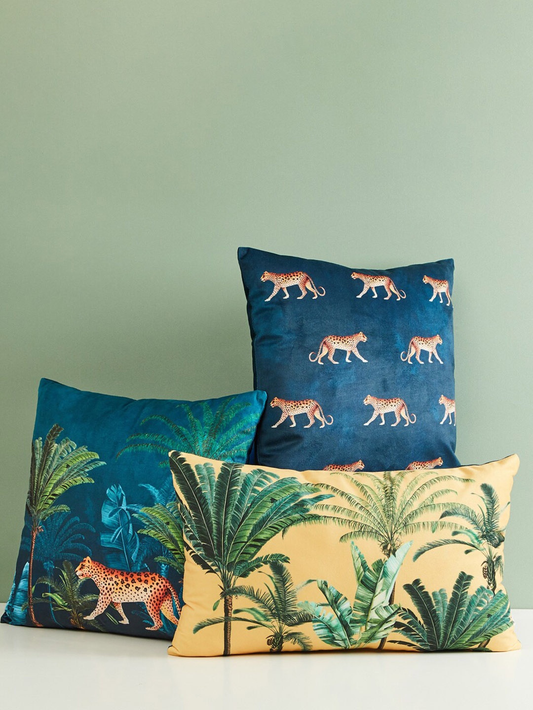 Home Centre Yellow Jungle Safari Printed Rectangle Cushion