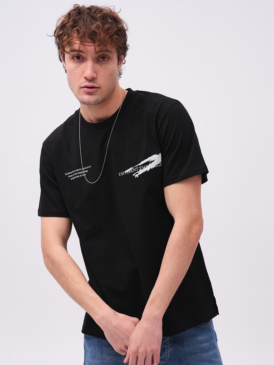 

PRET A TUER Typography Printed Pure Cotton T-shirt, Black