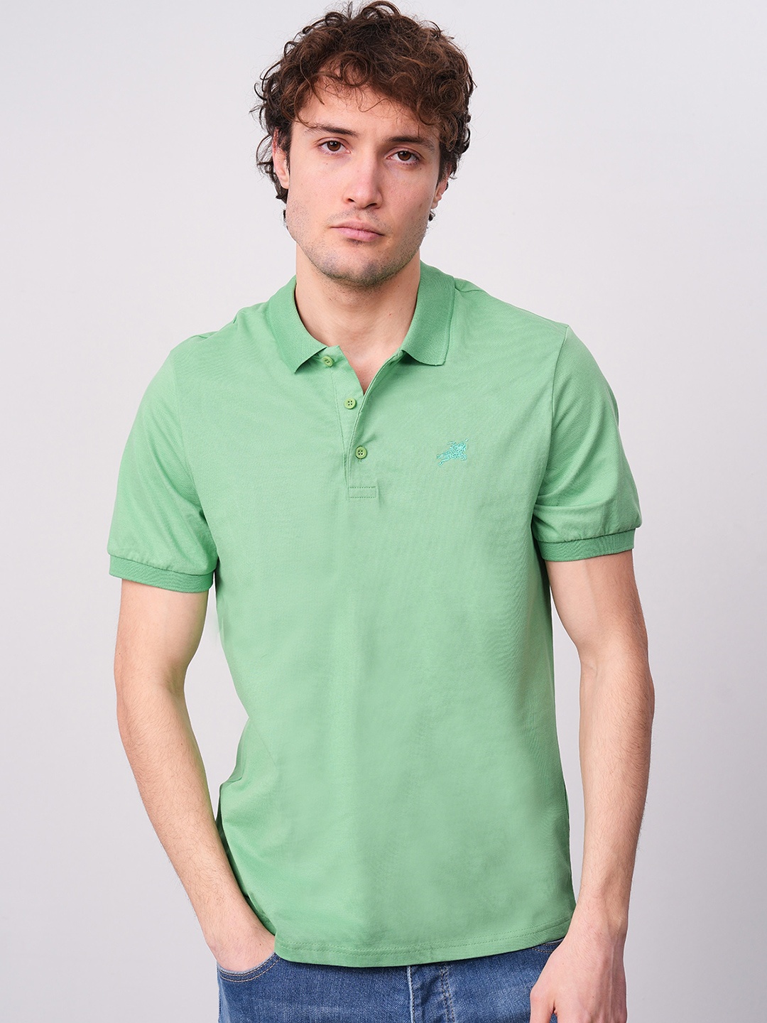 

PRET A TUER Polo Collar Pure Cotton T-shirt, Green
