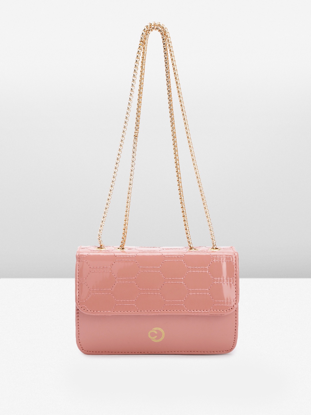 

Caprese Geometric Self Design Regular Structured Shoulder Bag, Pink