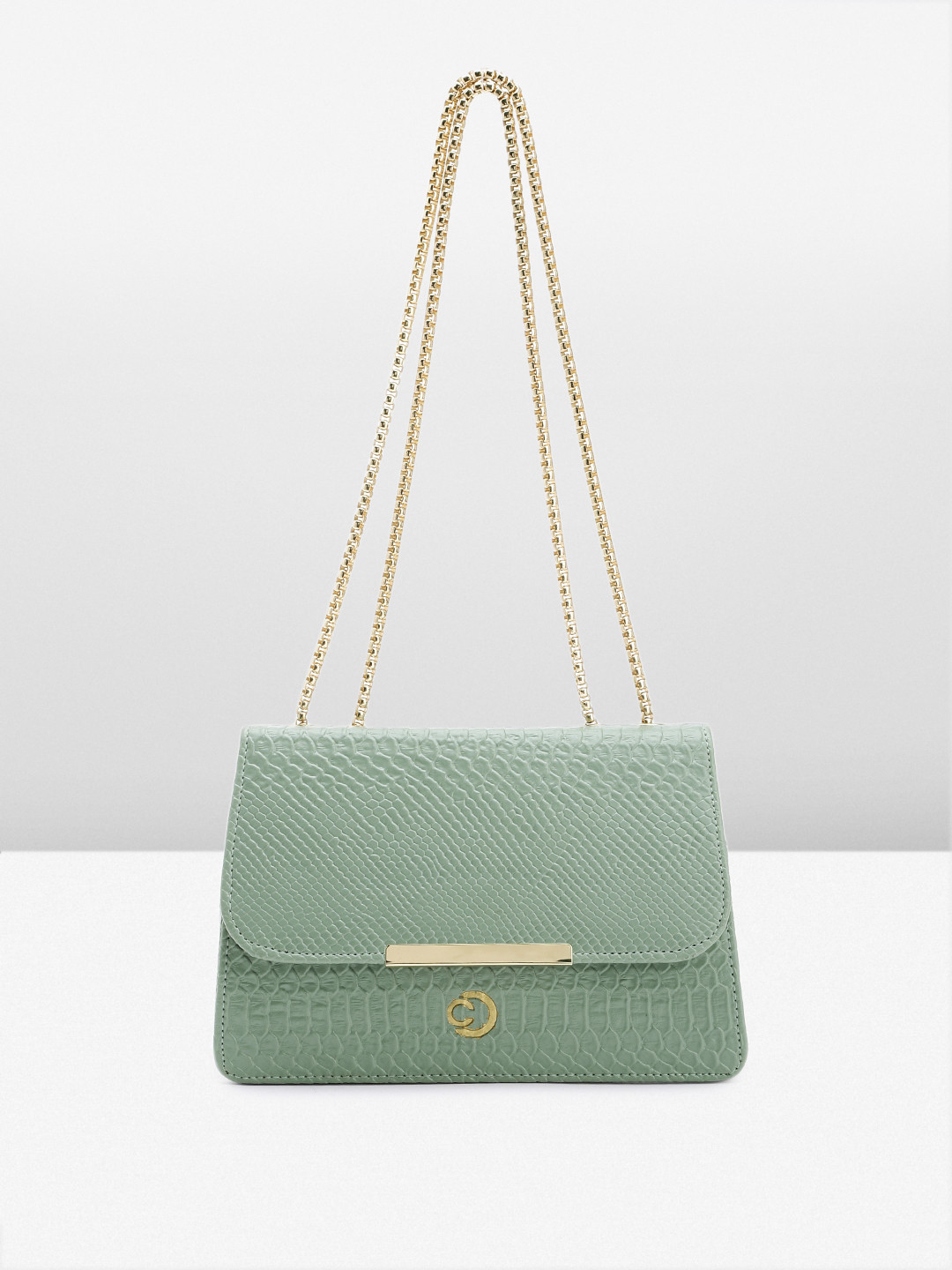 

Caprese Crocodile Textured Regular Structured Shoulder Bag, Green