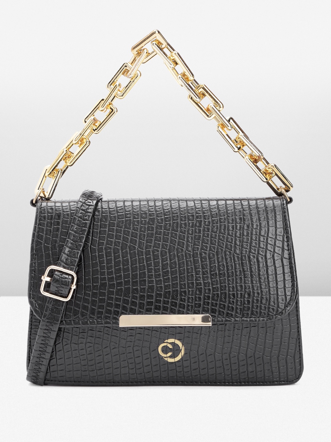 

Caprese Textured Handheld Bag, Black