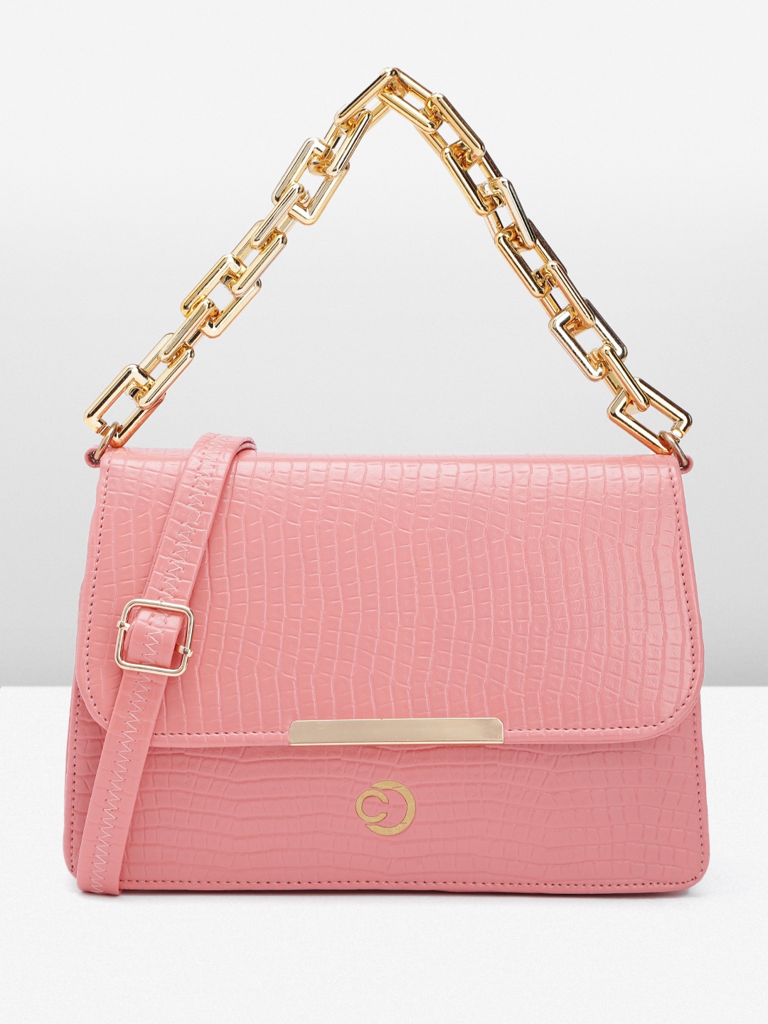 

Caprese Textured Handheld Bag, Pink