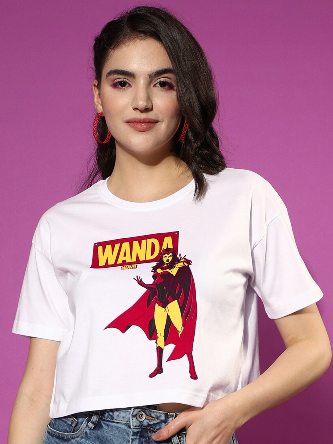 

JUNEBERRY Marvel Printed Cotton Crop Top, White
