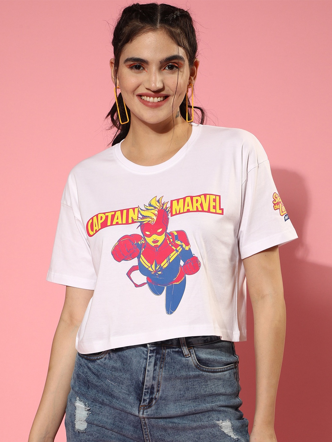 

JUNEBERRY Marvel Printed Cotton Crop Top, White