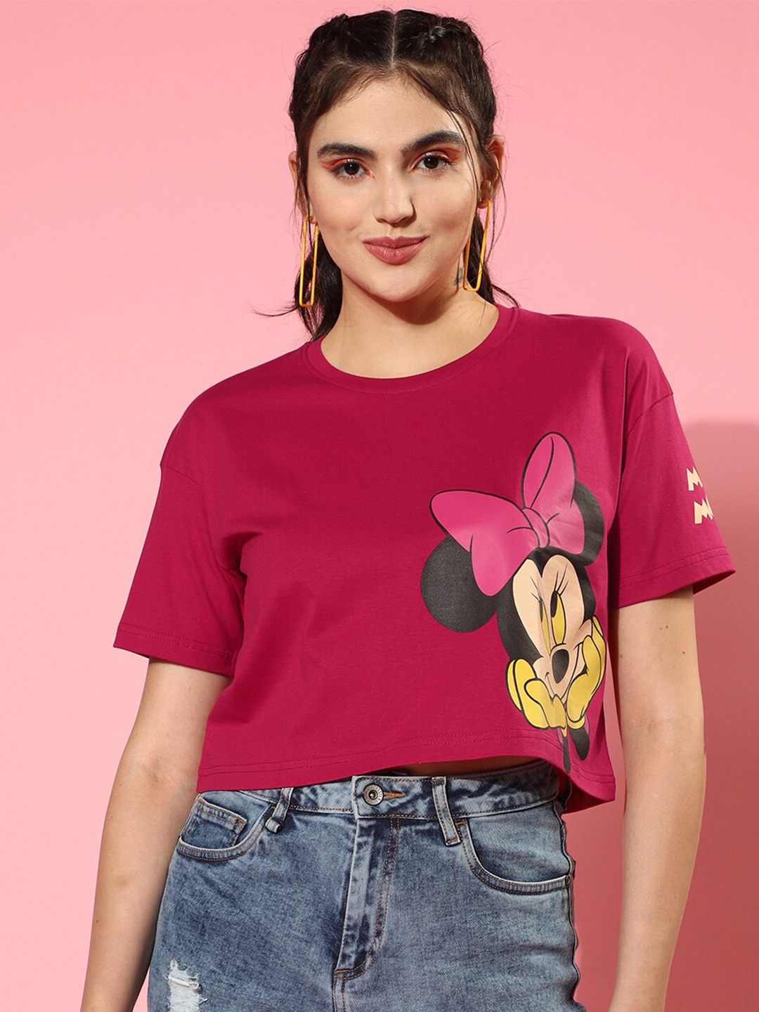 

JUNEBERRY Printed Cotton Crop Top, Magenta