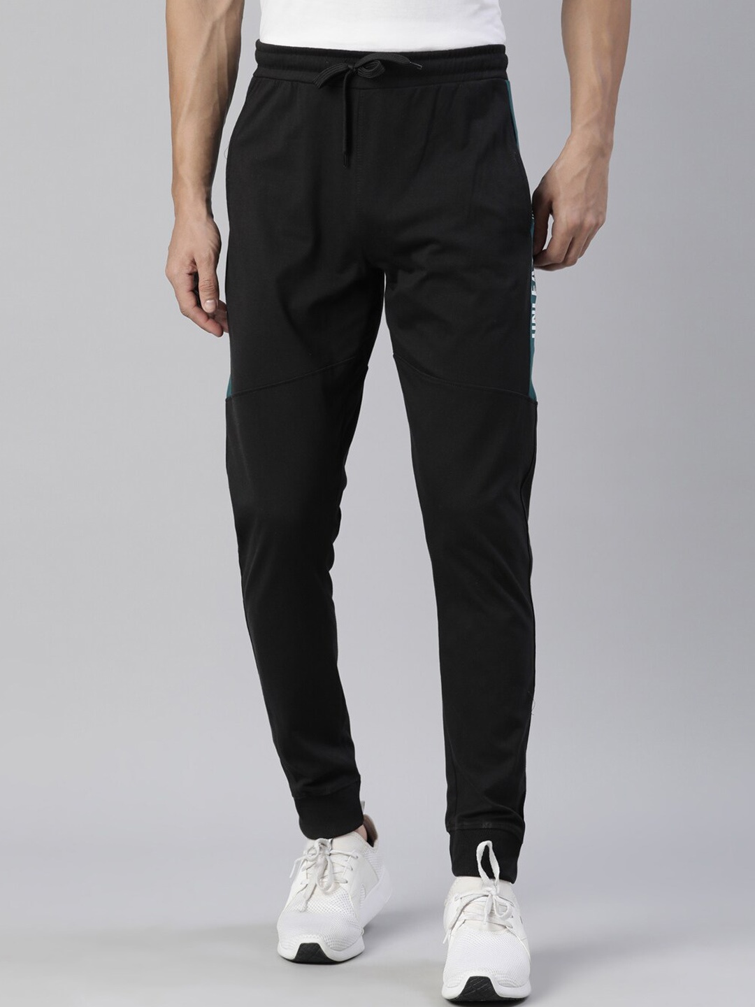 DIXCY SCOTT Men Comfort Fit Cotton Sports Joggers, Black