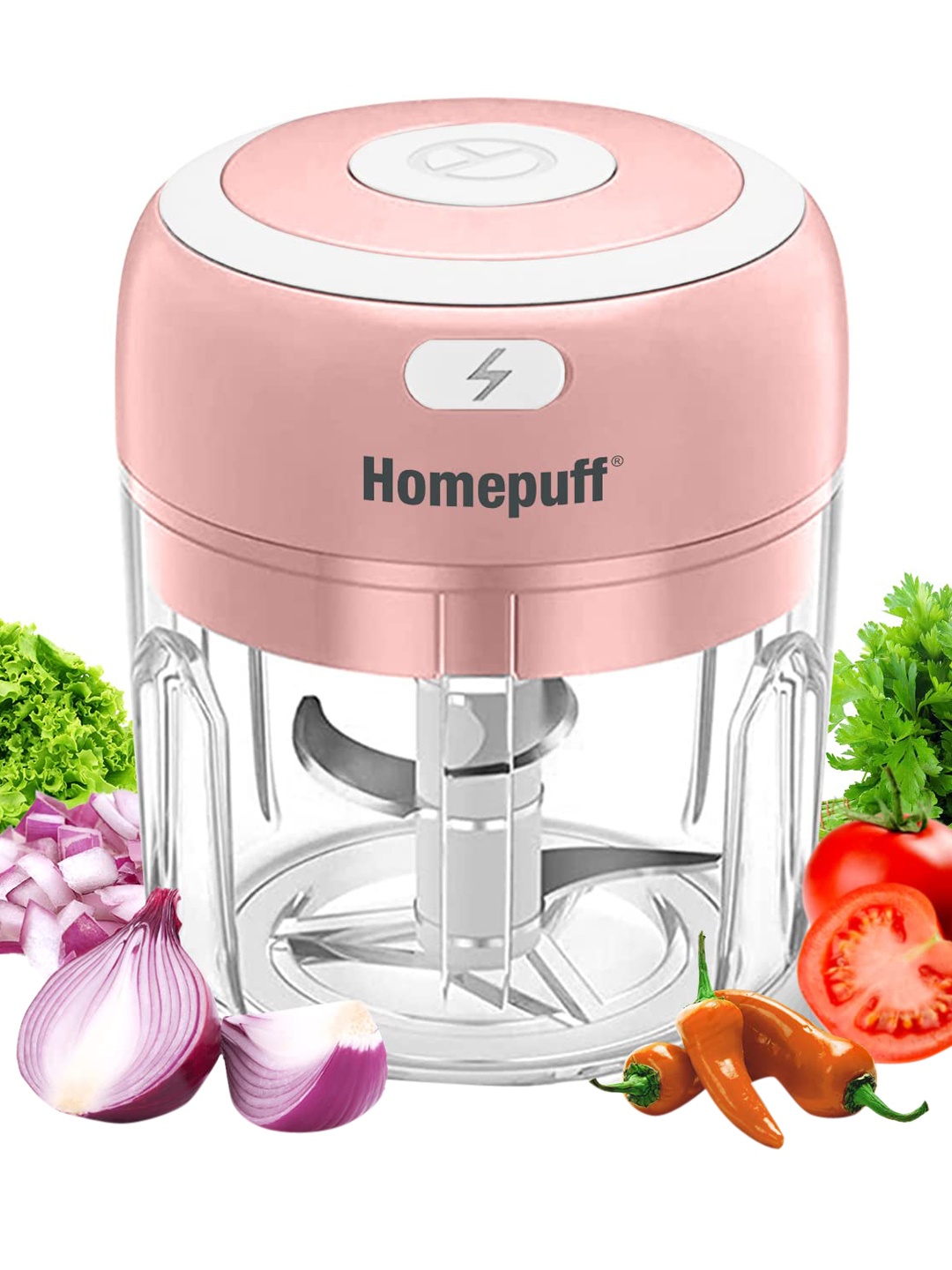 

Home Puff Pink Rechargeable Wireless Electric Veggie Chopper-250 ml