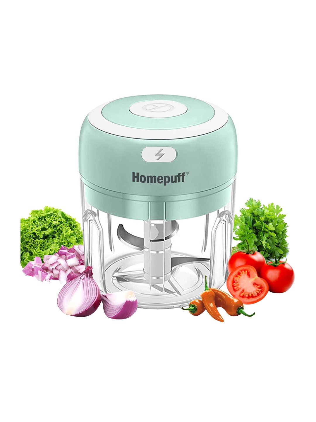 

Home Puff Green Rechargeable Wireless Electric Veggie Chopper-250 ml