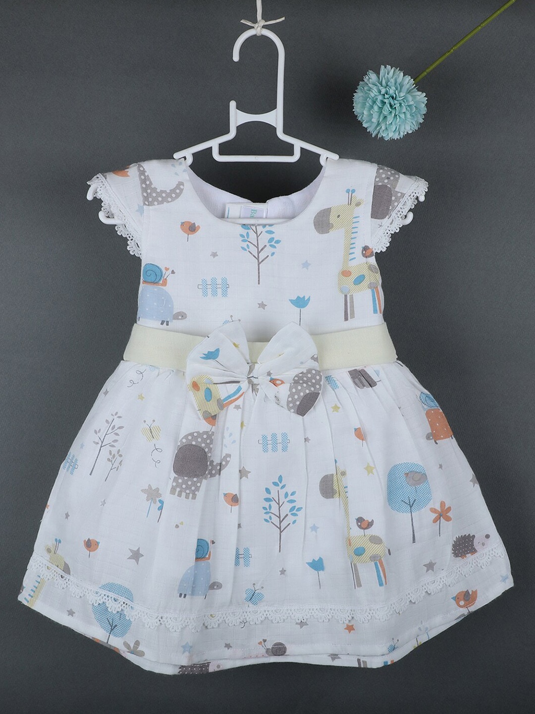 

Baby Moo Girls Print Fit & Flare Cotton Dress, Yellow