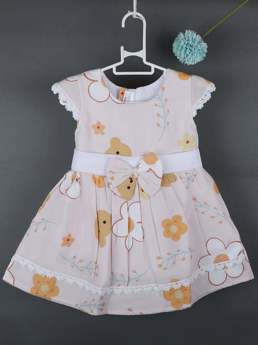 

Baby Moo Girls Print Fit & Flare Cotton Dress, Peach