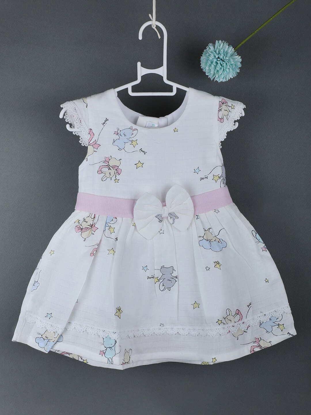 

Baby Moo Girls Floral Print Fit & Flare Cotton Dress, Pink