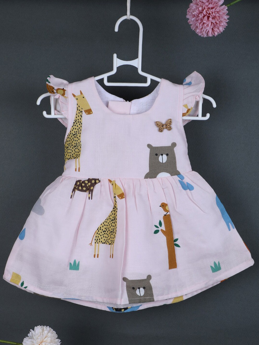 

Baby Moo Girls Print Fit & Flare Cotton Dress, Pink