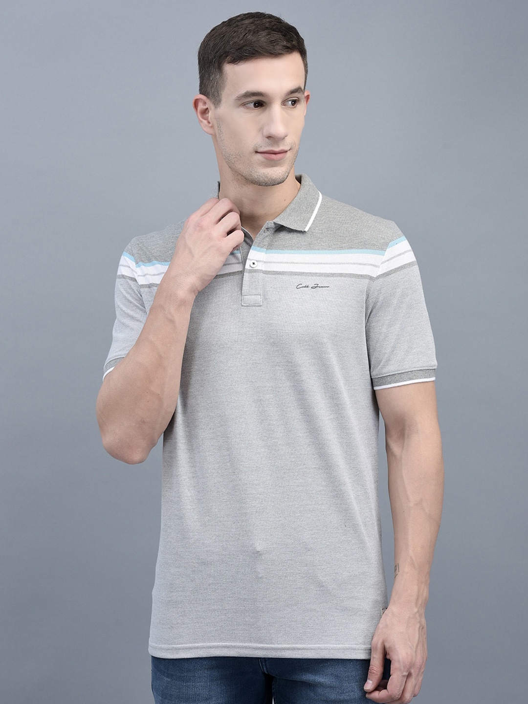 

COBB Polo Collar Casual Cotton T-shirt, Grey
