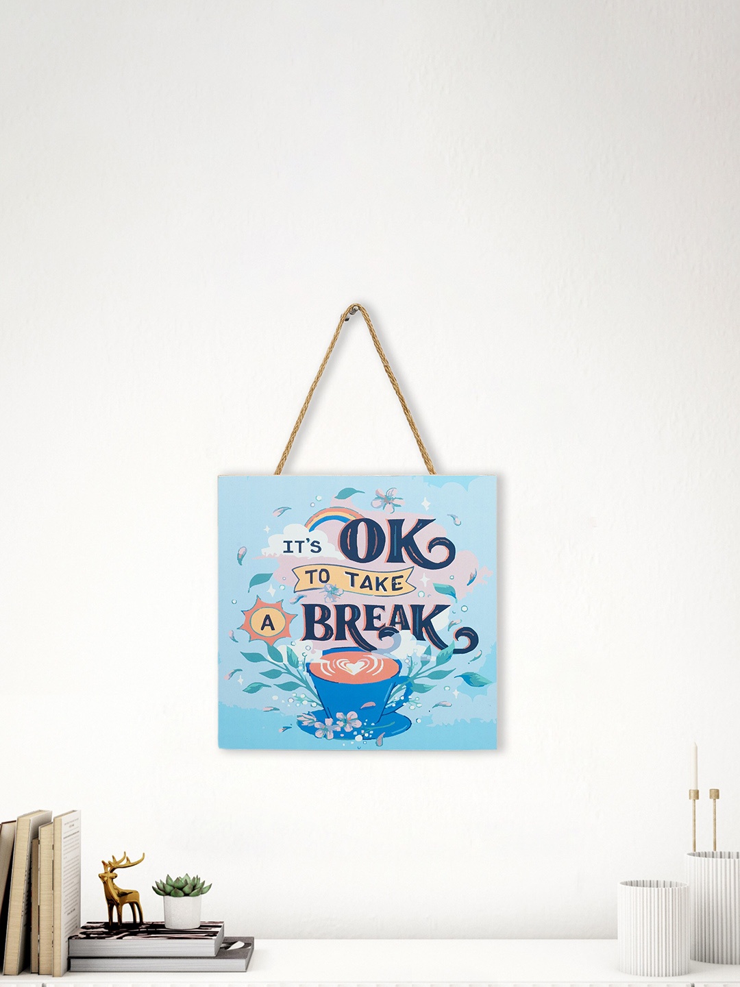 

Home Centre Garnet Interiors Blue and Pink Quotes Printed Wooden Wall Hanging