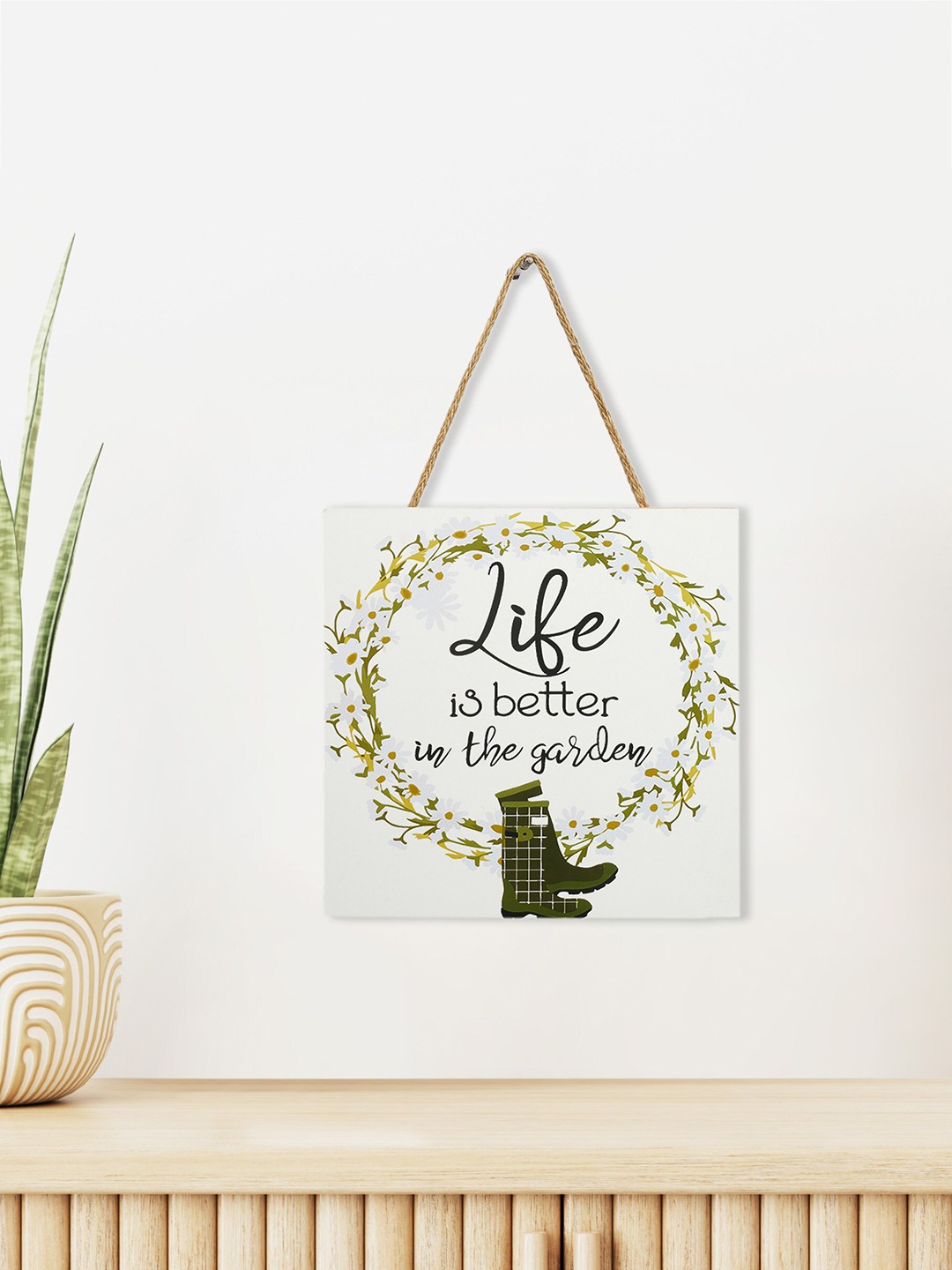 

Home Centre Garnet Interiors White Inspirational Quotes Printed Wooden Wall Hanging