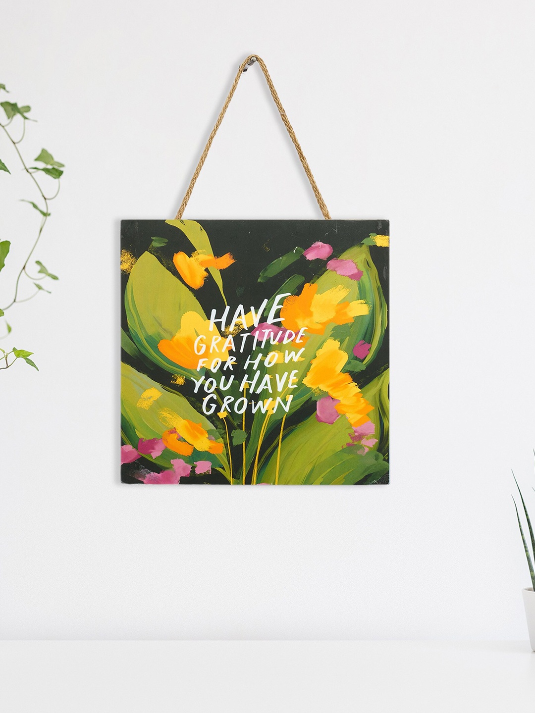 

Home Centre Garnet Interiors Black & Yellow Wooden Printed Wall Hanging