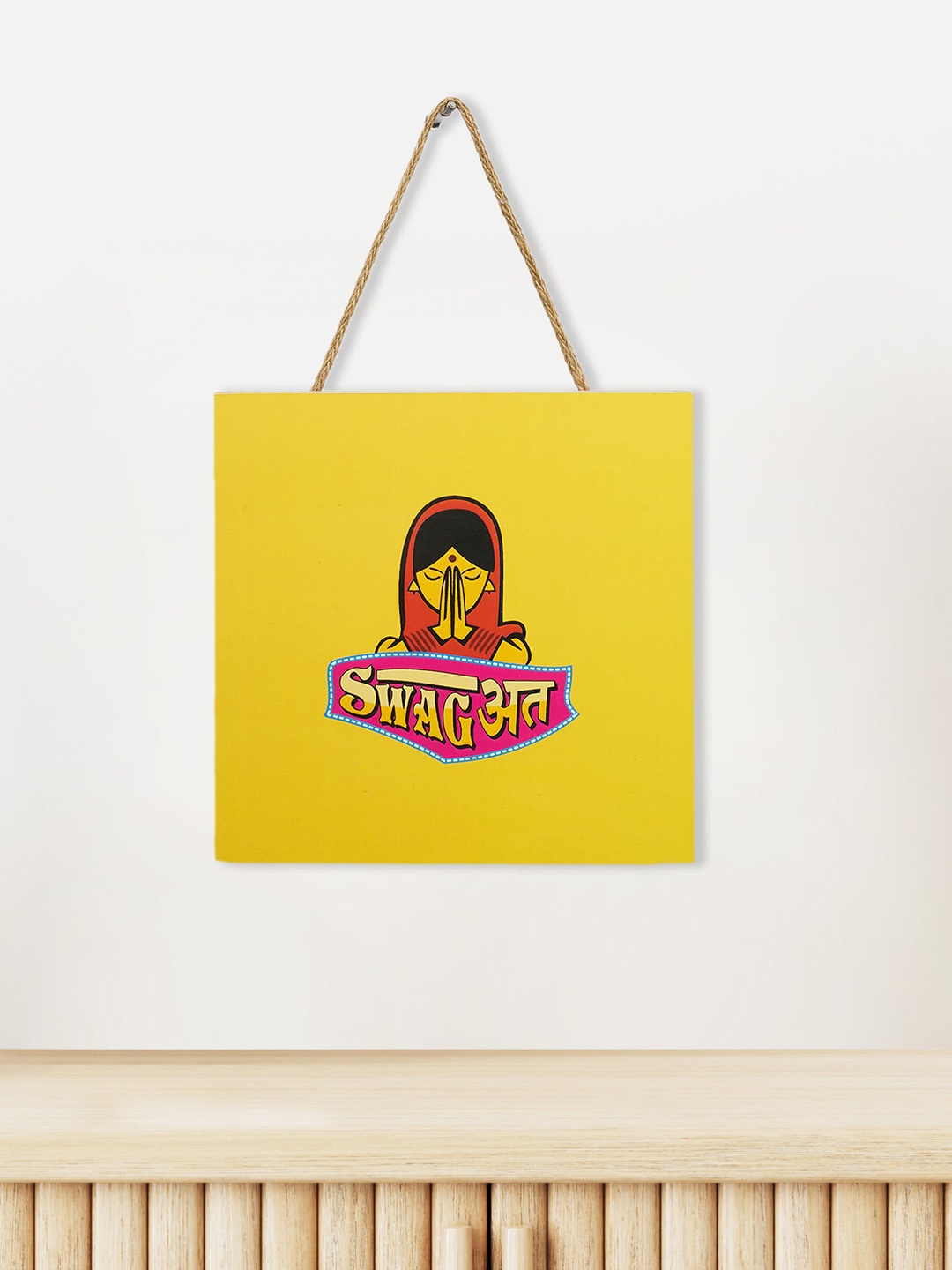 

Home Centre Garnet Interiors Yellow & Pink Wooden Printed Wall Hanging