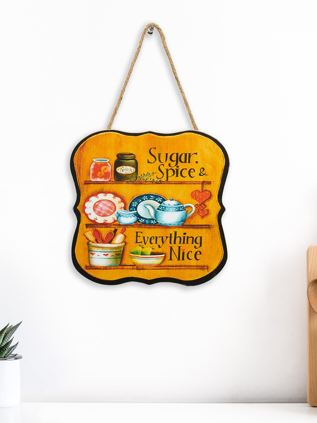 

Home Centre Garnet Interiors Orange-Coloured & Black Wooden Printed Wall Hanging