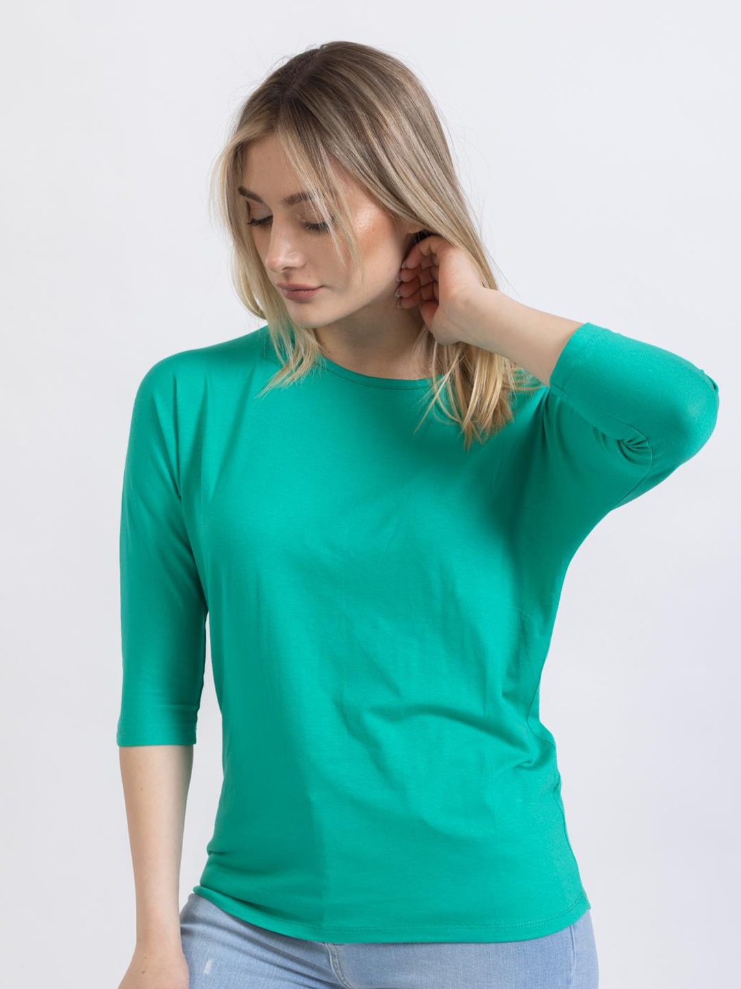 

PRET A TUER Round Neck Extended Sleeves T-shirt, Green