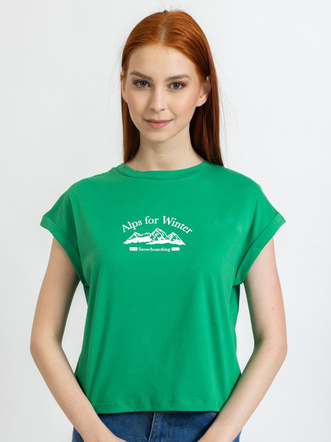 

PRET A TUER Typography Printed Extended Sleeves Pure Cotton T-shirt, Green