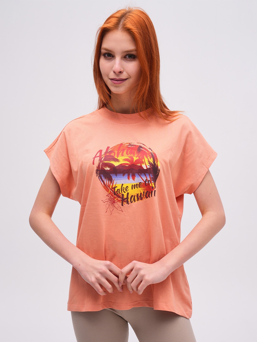 

PRET A TUER Typography Printed Oversized Pure Cotton T-shirt, Pink