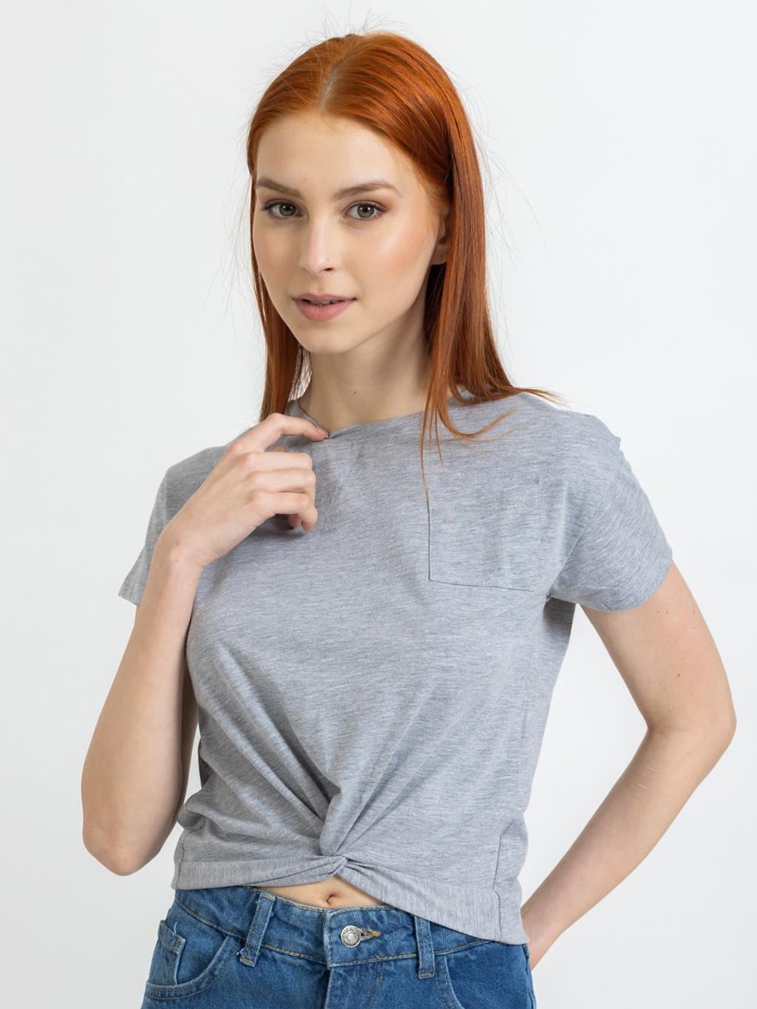 

PRET A TUER Knotted Detailed Pure Cotton T-Shirt, Grey