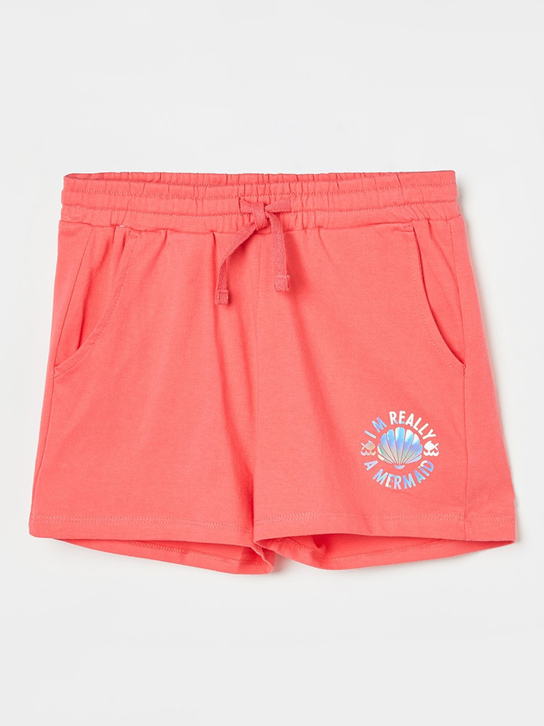 

Fame Forever by Lifestyle Girls Mid-Rise Pure Cotton Shorts, Coral